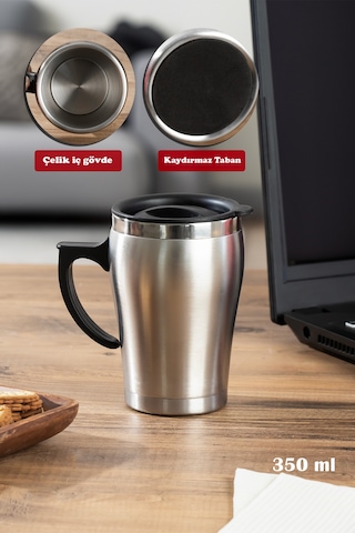 Porsima 05550 Paslanmaz Çelik Termos Kupa Termos Bardak 350ml Güm