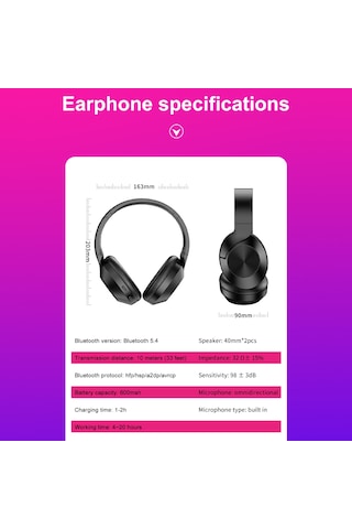 Xindoker Bluetooth Kulaklık, Fm, Tf Kart Ve 3.5mm Kablolu 4 Ü 1 Arada, 300mah Pil, Derin Bas, Gürültü Önleme, Oyun Ve Müzik İçin