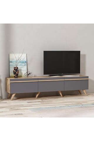 Bmdekor Tv Sehpası Asil Antrasit Meşe 180 Cm