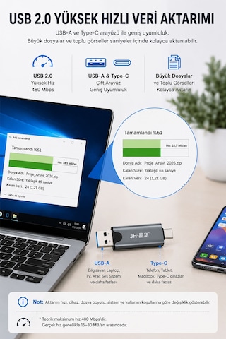 Usb 2.0 Type-c Otg Sd Tf Microsd Kart Okuyucu, Çift Girişli Hafıza Kart Adaptörü, Telefon Tablet Laptop Bilgisayar Uyumlu, Alüminyum Gövde, Koruyucu Kapak N458