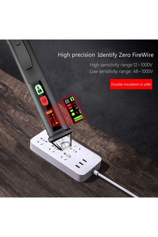 Samdoo "kablosuz Voltaj Test Kalemi - 12v-1000v Ac Algılama, Sesli-ışıklı Uyarı, Kırık Nokta Tespiti, El Fenerli"