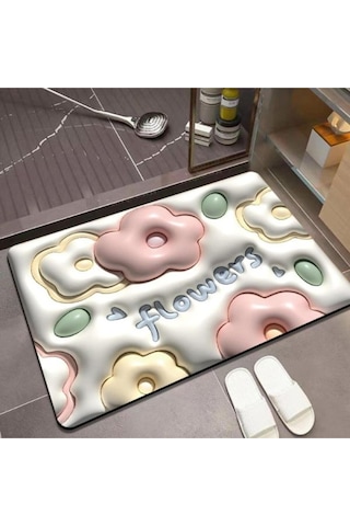 Ultra Emici Kaymaz Banyo Paspası 40x60 Cm Hızlı Kuruyan Banyo Matı, Su Emici Zemin Paspası Çok Renkli