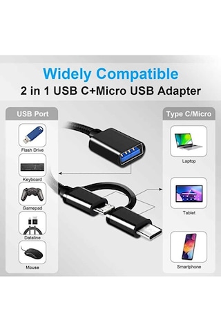 Tüm Cihazlar Akıllı Telefon Tablet Çoklayıcı 3'ü 1 Arada Otg Adaptör Usb 3.0+type-c + Micro Usb Hub