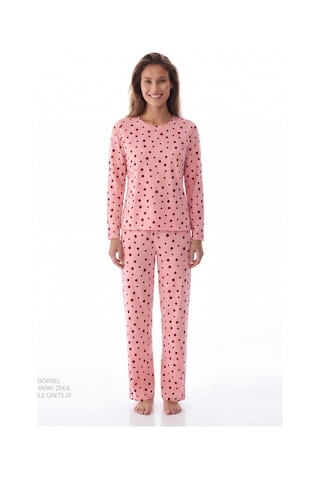 Penti Pembe Berry Puantiye Desenli Uzun Kollu Pijama Takımı Pk32
