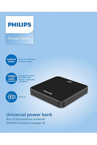 Philips DLP7717NB/00 10.000 mAh 2 x USB-A Taşınabilir Şarj Cihazı Siyah