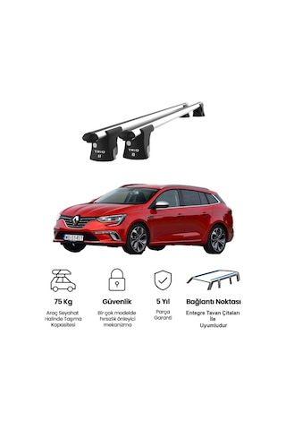 Trio-ıı Renault Megane Kombi 2016 Ve Sonrası Uyumlu Kilitli Ara Atkı 120cm Port Bagaj Tavan Barı
