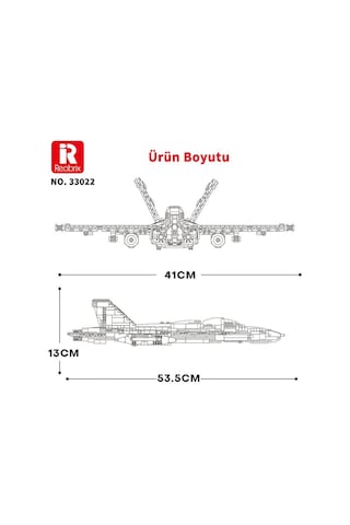 Reobrix 33022 American Mcdonnell Dougles F18 Hornet Strike Fighter Jet Uçak Yaratıcı Yapı Blok Seti Building Blocks - 1387 Parça