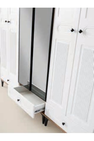 Sümer 6 Kapaklı Reflekte Camlı Membranlı Gardırop Dolap Byz Beyaz