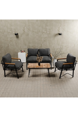 Mb Garden Furnıture Dream Model, Balkon, Bahçe, Cafe, Metal Koltuk Takımı, Bahçe Takımı , Çay Seti, 2 1 1 Sehpa Antrasit