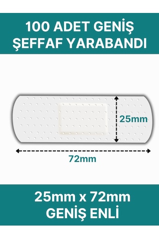 Şeffaf Yara Bandı 25mm X 72mm 100 Lü Paket