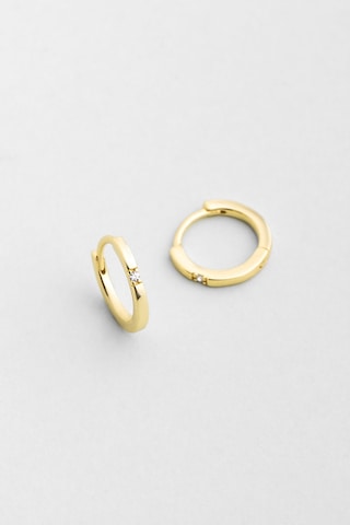 Luna Işıltısı 18 Ayar Sarı Altın Kaplama Gümüş Halka Küpe Sarı