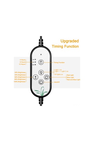 Gajeena 4 Kafa 60w Led Bitki Büyüme Lambası - Kırmızı-mavi Spektrum, 3 Mod Işık, 5 Seviye Aydınlatma, Zamanlama, Ip66 Su Geçirmez, Usb, Masa Üstü Klipsli Siyah