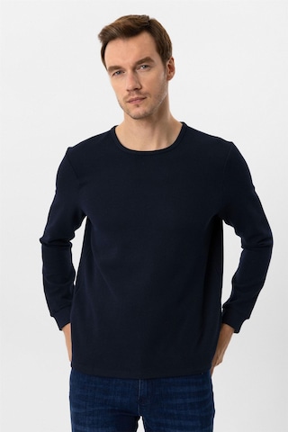 Süvari Lacivert Slim Fit Armürlü Bisiklet Yaka Triko Kazak-36350 Lacivert