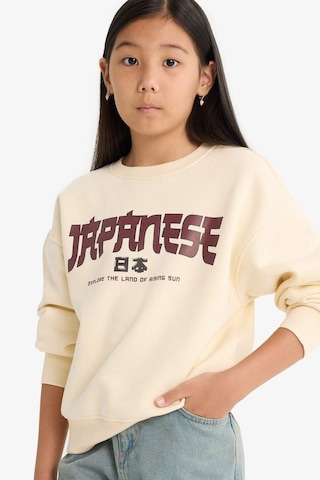 Defacto Kız Çocuk Relax Fit Bisiklet Yaka Baskılı İçi Yumuşak Tüylü Sweatshirt E6779a825wner134 Ekru