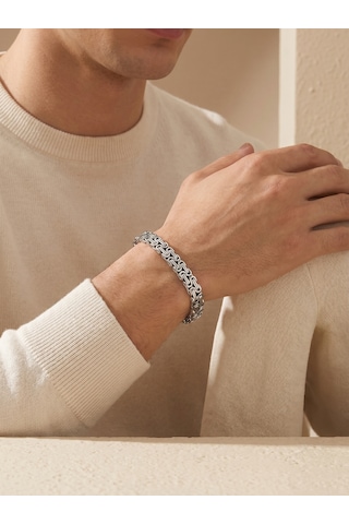 Kral Model Çelik Zincir 4mm Çiftli Erkek Premium Maskülen Hediye Bileklik 01839 Gümüş