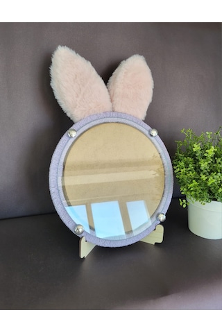 Pembe Tavşan Kulaklı Lila Fotoğraf Çerçevesi