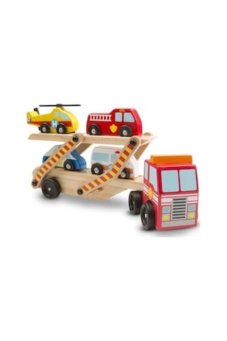 Melissa&Doug Ahşap Acil Yardım Araçları Taşıyıcı Tır