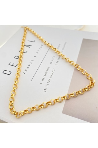 Doç Zincir Kalın Kolye Pirinç Gold 45+5cm Gold