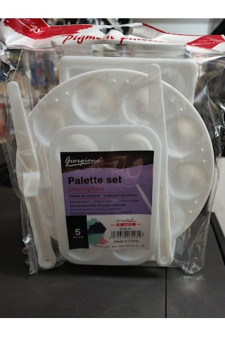 Giorgione 5li Palet Seti 3 Palet+2 Spatula Beyaz Sert Plastik Kolay Temizlenebilen Malzeme
