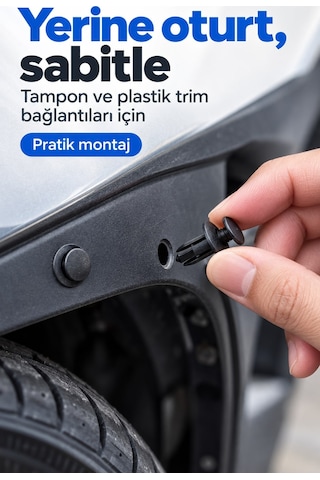 Oto Kaplama Klipsi Tampon Ve Trim Sabitleme Perçinleri Çok Amaçlı Klips Seti