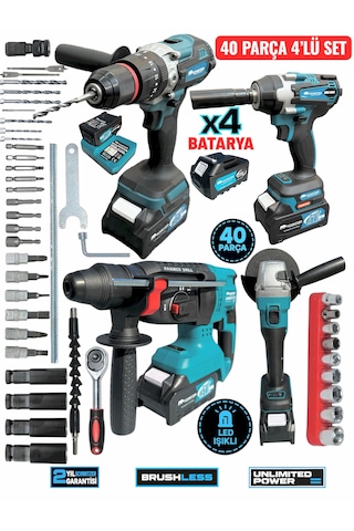 Schmıtzer 4lüset-tu Pro 21v 40 Parça Şarjlı Akülü 3 Modlu Hilti Matkap Somun Sıkma Sökme Taşlama