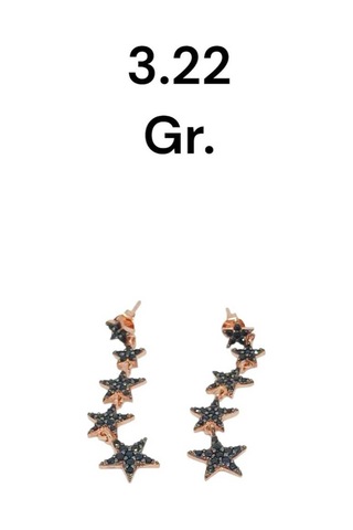 Taşlı Kayan Yıldız Model Rose Kaplama 925 Ayar Gümüş Küpe Modern Tasarım Gümüş