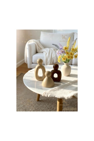 3'lü Anne Baba Çocuk Soyut Aile Heykeli Set Dekoratif Biblo Minimalist Boho Ev Dekor Hediyelik 05