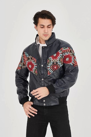 Erkek İçi Astarlı İçten Yaka Kısmı Peluşlu Suni Kumaş Vintage Ceket - Lacivert Lacivert