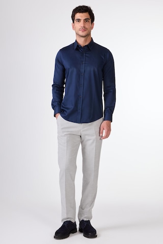 Dufy Lacivert Erkek Slim Fit Düz Düğmeli Yaka Uzun Kol Gömlek - 101514 Lacivert
