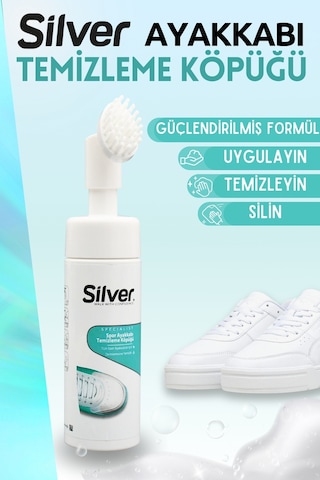 Silver Güçlendirilmiş Formül Fırçalı Spor Ayakkabı Bakım Temizleme Köpüğü 150 ML Çok Renkli