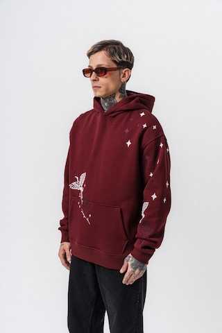 Respire Erkek No Perch Nakışlı Kapüşonlu Oversize Hoodie Bordo