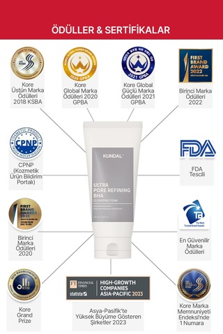 Gözenek Arındırıcı Bha İçeren Temizleme Köpüğü Kundal Ultra Pore Refining Bha Cleansing Foam 155ml