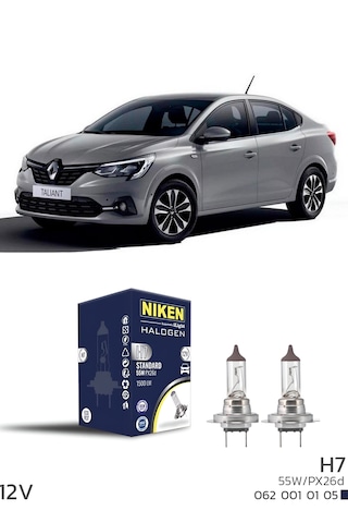 Renault Taliant 2021- Ve Üzeri Kısa Far Ampulü H7 Halojen Ampul 12v 55w 2 Adet 3200k Güçlü Net Işık