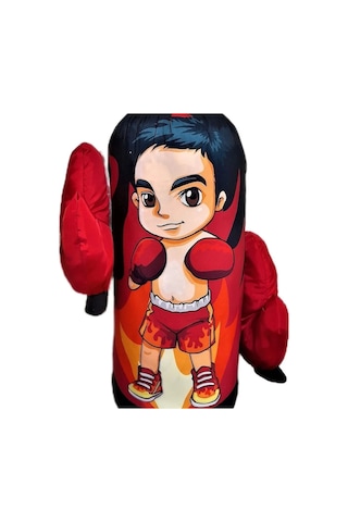 Erkek Çocuk Boks Torbası Eldiven Hediyeli Çocuklar İçin Eğlenceli Evde Boks Kırmızı