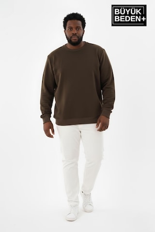 Süperlife Erkek Büyük Beden İkili Bisiklet Yaka 2 Li Set -rahat Kalıp İnce Sweatshirt Spr26bsw956+2 Black-haki
