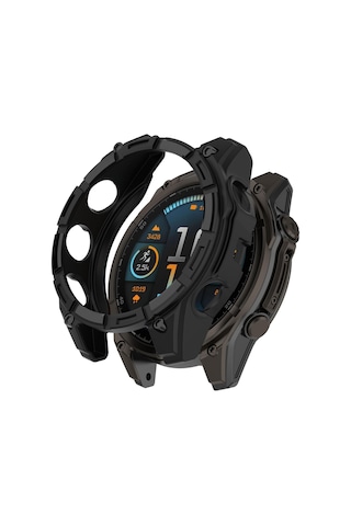Garmin Tactix 8 İçin Amoled 51mm Hollow Armor Tpu Yarım Kapsama İzle Koruyucu Kılıf Siyah