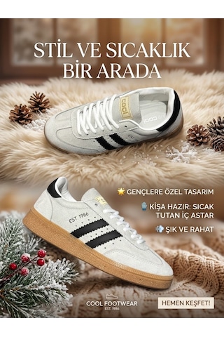 Cool Kids Genç Unisex Kışlık Su Geçirmez Kaydırmaz Hafif Kauçuk Taban Rahat Deri Spor Ayakkabı Buz Gri