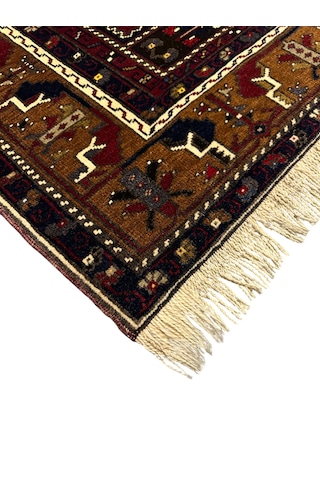 El Dokuma Yahyalı Namazlık 105x160 Kök Boya Yün Seccade