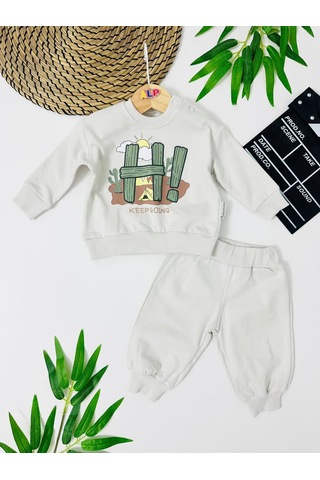 Azerbaijan Hi Detaylı Omuzdan Çıtçıtlı 2 Li Takım Krem