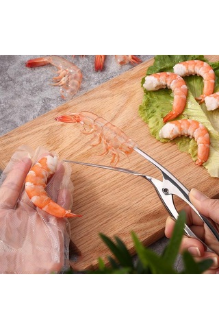 Paslanmaz Çelik Karides Soyucu Karides Deveiner Soyma Cihazı Yaratıcı Mutfak Aletleri Gümüş