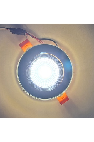 Füme Cam Yuvarlak Sıva Altı Led Spot Armatür İç Beyaz, Kenar Gün