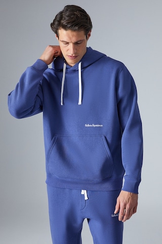 Grımelange NARCISO Erkek Yumuşacık İçi Polarlı Mavi Sweatshirt