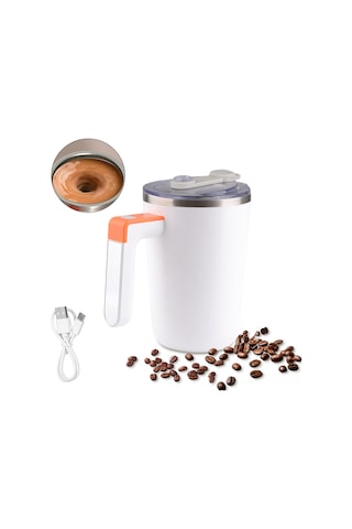 Qingmipy Otomatik Karıştırmalı 300ml Isıtmalı Termos Bardak - Usb Şarjlı, Su Geçirmez, 55 C Sabit Sıcaklık Beyaz