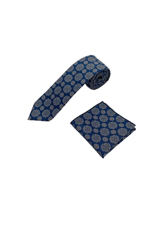 Brianze Lacivert Geometrik Desen Kravat Mendil Set (553607135) Lacivert