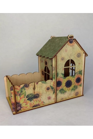 Woodiks Çay Evi, Renkli Baskılı Çevreye Uygulanmış. 222574125 Bej