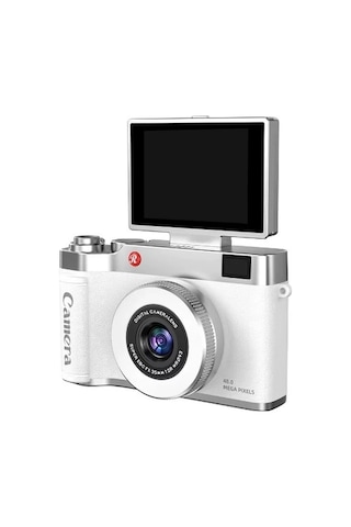 4k Çantalı Dijital Retro Video Kamera 48mp 16x Zoom Işıklı 32gb Kart Dijital Fotoğraf Makinesi Beyaz