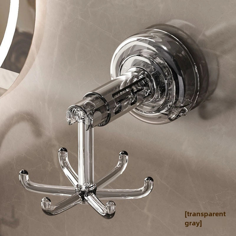 Monyee Banyo Sıvı Tutucu 6 Tırnaklı Döner Kanca - Delme Yok Duvar Takımı, Makyaj Aletleri Ve Aksesuarlar İçin Çok Fonksiyonlu Depolama Rafı Şeffaf Gri Diğer