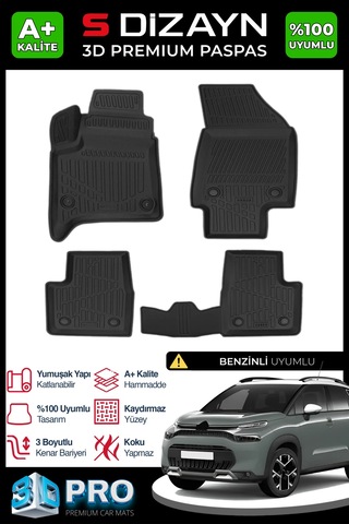 S-dizayn Citroen C3 Aircross Benzinli 3d Pro Havuzlu Paspas 2025 Üzeri A+ Kalite