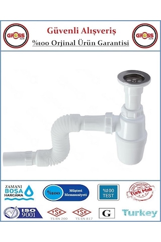 Taslı Depolu Lavabo Evye Sifonu - Körüklü