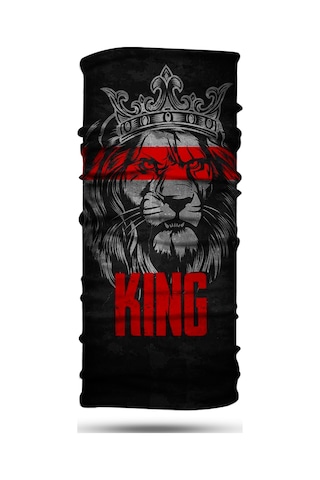 Dair Aslan Desenli Siyah Motosiklet Bandana Boyunluk Outdoor Balaklava